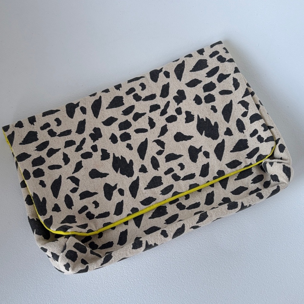 Leopard Print Clutch with Fun Yellow Interior